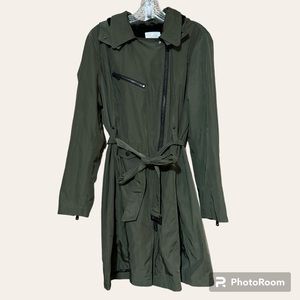Avec Les Filles Belted Moto Rain Coat Size Large !